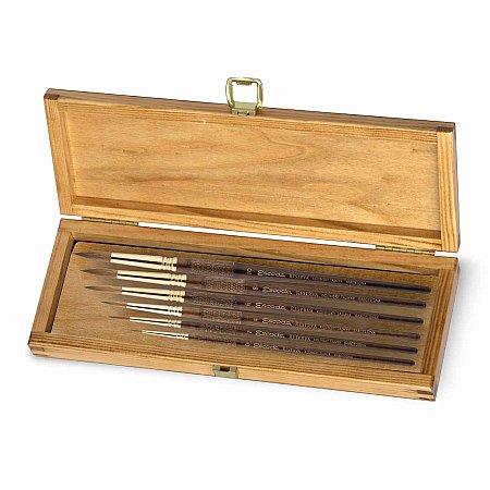 Escoda wood box nr 1200 with 6 watercolor brushes