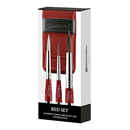 Escoda Synthetic Travel Brushes - Red Set