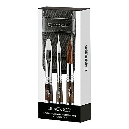 Escoda Synthetic Travel Brushes - Black Set