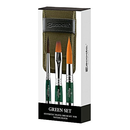 Escoda Synthetic Travel Brushes - Green Set